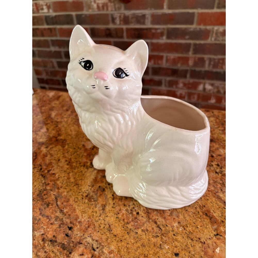 Cat Vintage Ceramic Glazed Planter